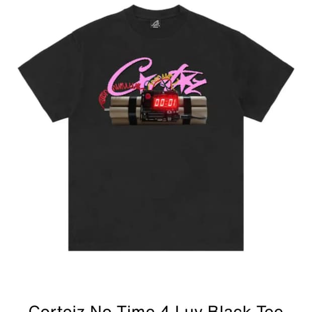 corteiz no time 4 luv t shirt black