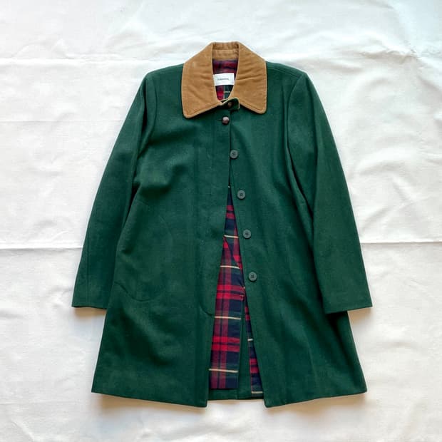 그린 코트 맥코트 코듀로이 카라 자켓 초어 자켓 헌팅 자켓 타탄 체크