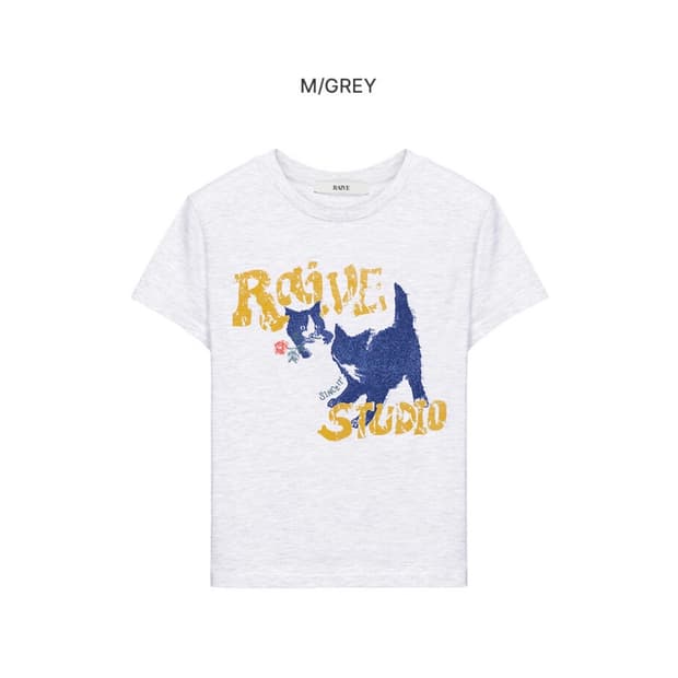 레이브 RAIVE Cat T-Shirt(멜란지 그레이)