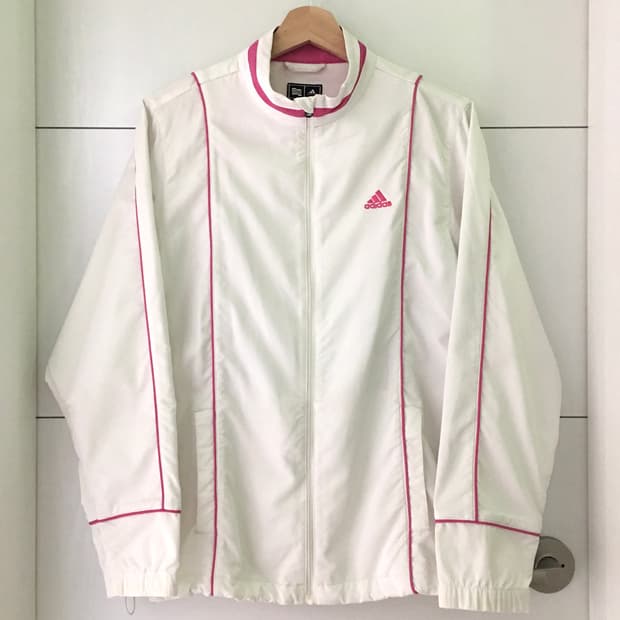 아디다스 화이트 핑크 바람막이