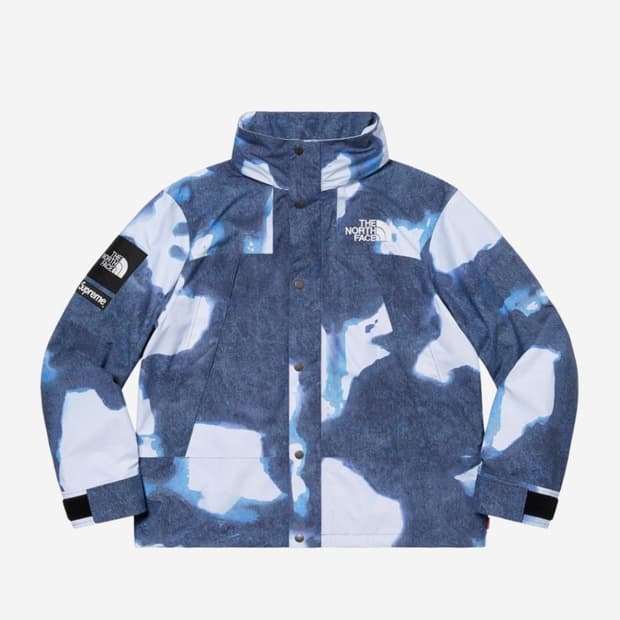 [L] 슈프림 x 노스페이스 21fw 블리치드데님 프린트 자켓