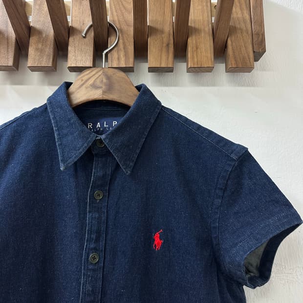 RALPH LAUREN 랄프로렌 포니 로고 중청 워싱 데님 셔츠