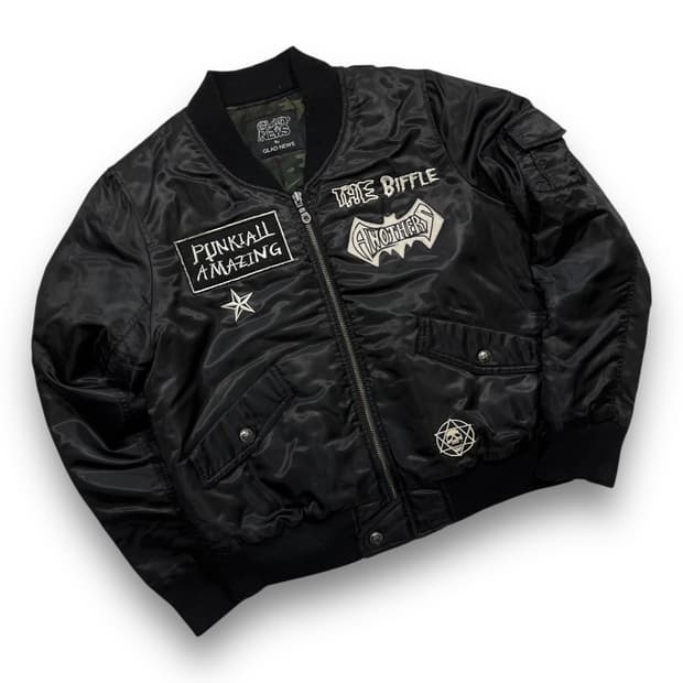 글래드 뉴스 펑크 스컬 패치 딥 다크 봄버 자켓 