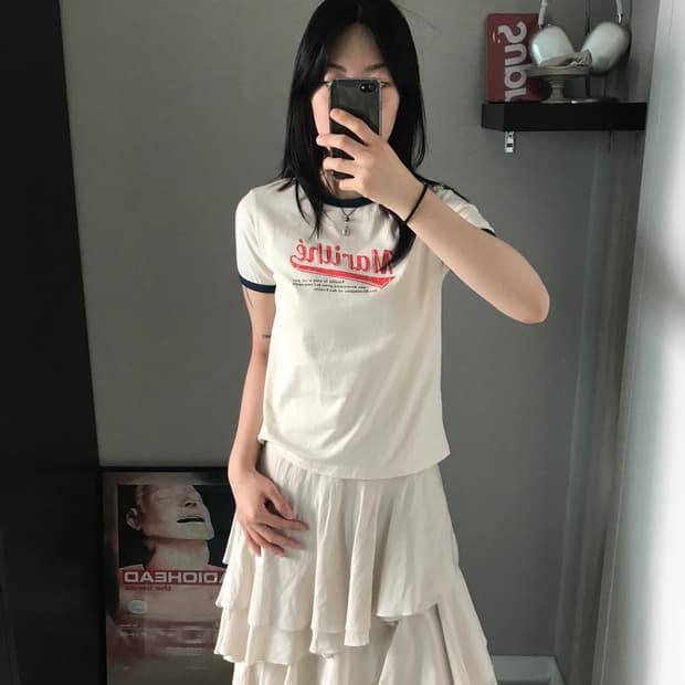 마리떼 프랑소와 저버 중앙 프린팅 베이지 링거티