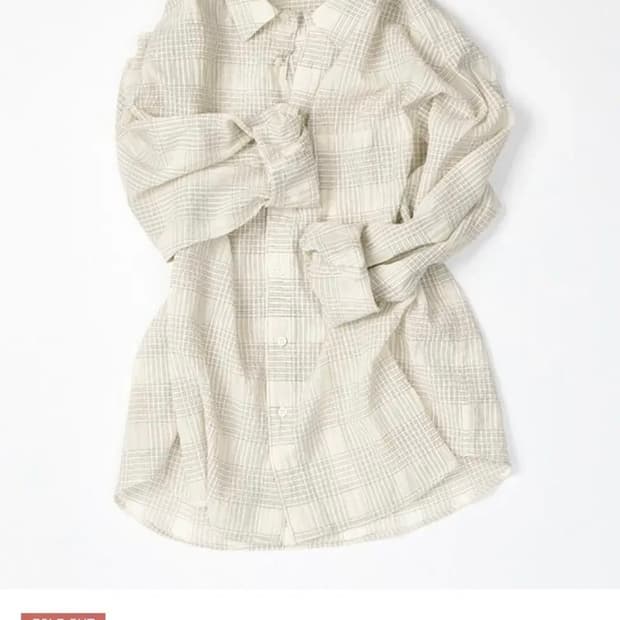 모마디자인 크링클 체크셔츠 베이지