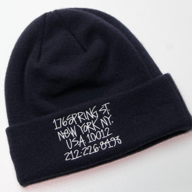 스투시 176 스프링 스트릿 자수 비니 네이비