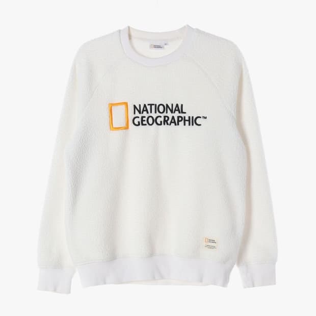 내셔널지오그래픽 로고 뽀글이 플리스 맨투맨 M