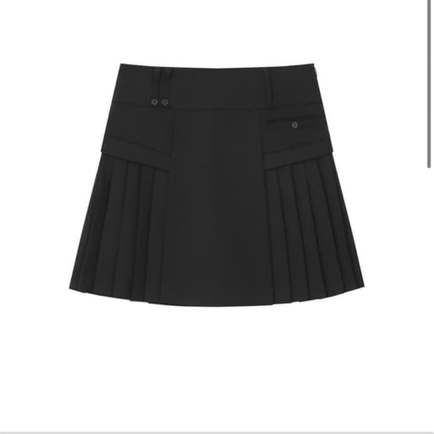 미세키서울 블랙 플리츠 미디 스커트 레이픽