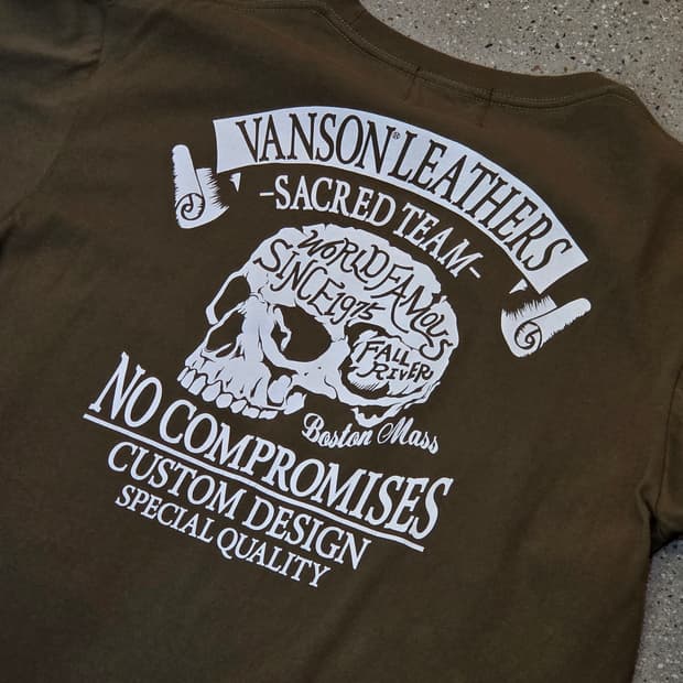 Vanson 밴슨 스컬 해골 카키 반팔티