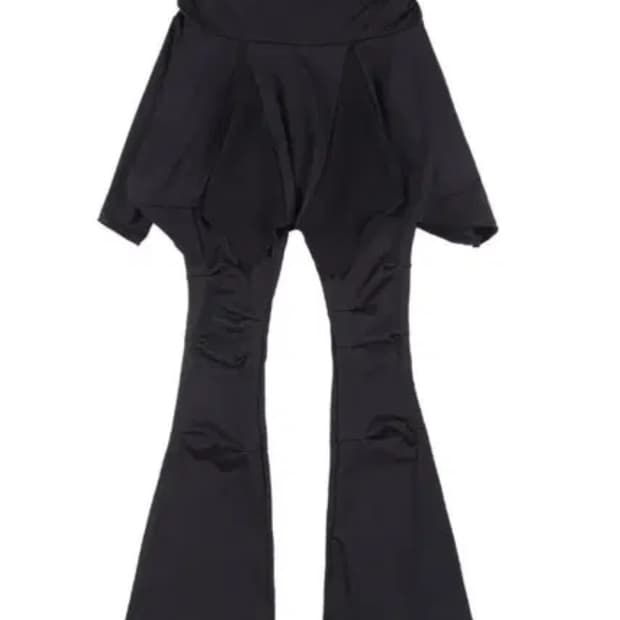 팬시클럽 언발란스 스커트 레이어드 핀턱 팬츠 블랙