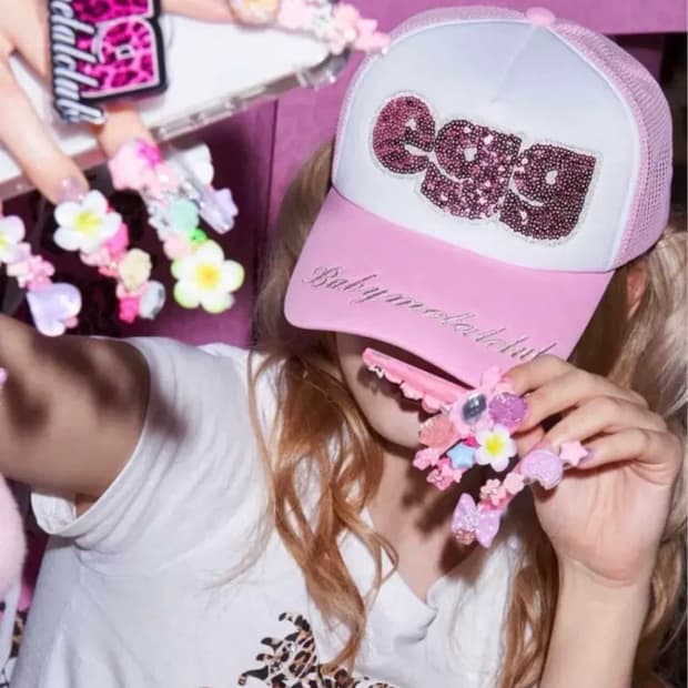 베이비메탈클럽 에그 egg 콜라보 모자 핑크