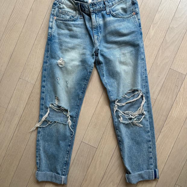 커런트엘리엇 24사이즈 디스트레스드 진 청바지 찢청 보이프렌드핏 데님