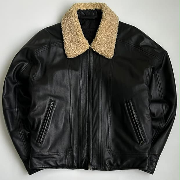 [105]Vintage 양가죽 셔링 무스탕 봄버 자켓