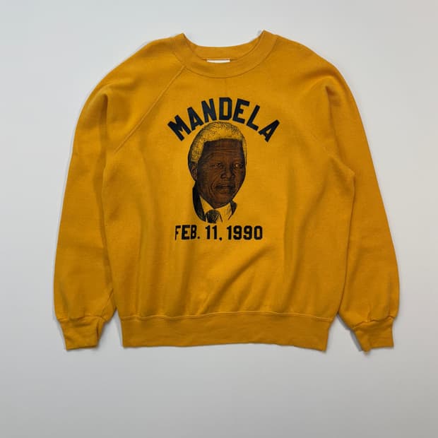 USA 90s Nelson Mandela BW 옐로우 스웻셔츠
