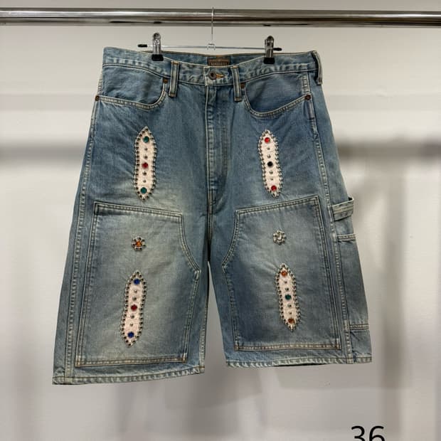 KAPITAL — 14oz 데님 잼스터드 카펜터 쇼츠