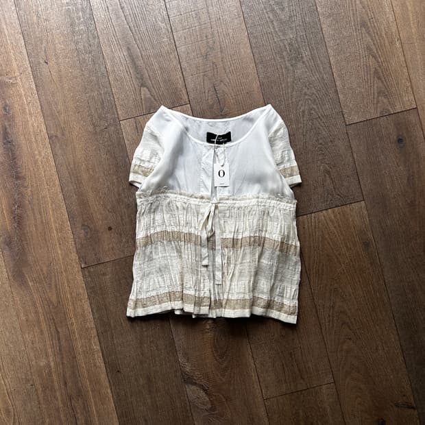 Shirring Docking Ribbon Blouse