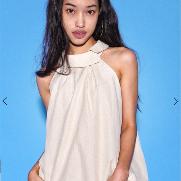 오운서 홀터탑 나시 Solara Vanilla Check Halter T