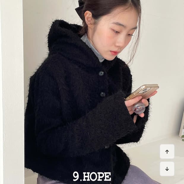 9.hope 김아홉 black bobble cardigan