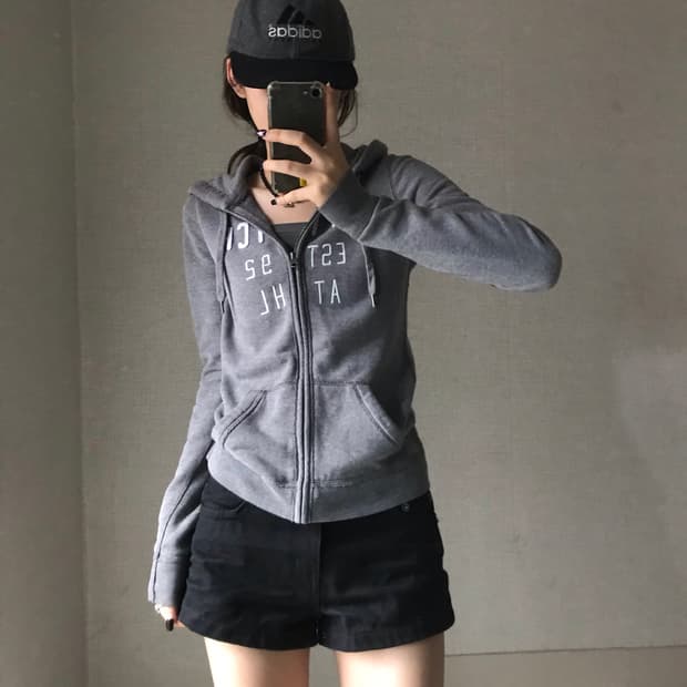 아베크롬비 그레이 슬림핏 후드집업
