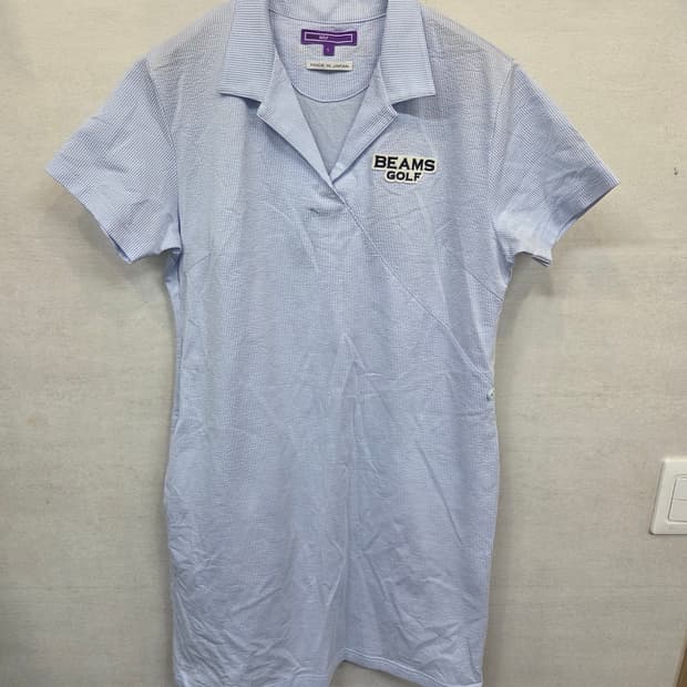 빔즈 여성 골프 시어서커 스트라이프 카라 원피스 L