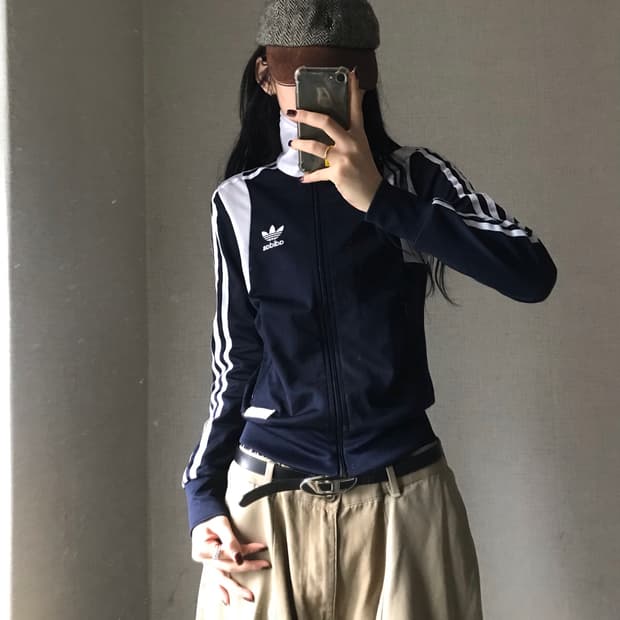 아디다스 네이비 빅로고 딱붙핏 져지