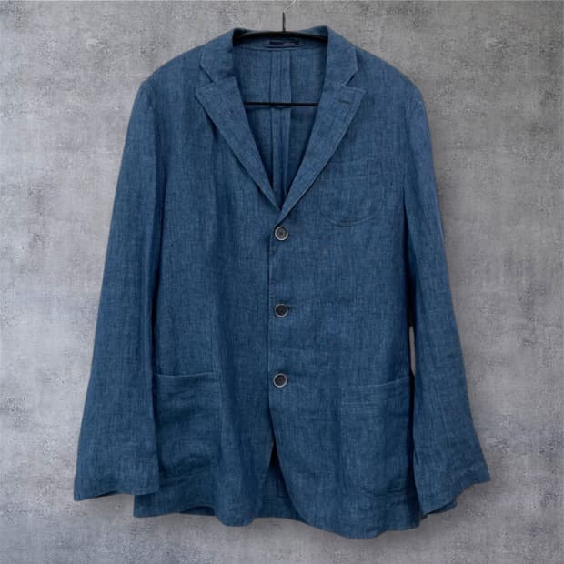 라르디니 Lardini 블루 린넨 블레이저 자켓 46