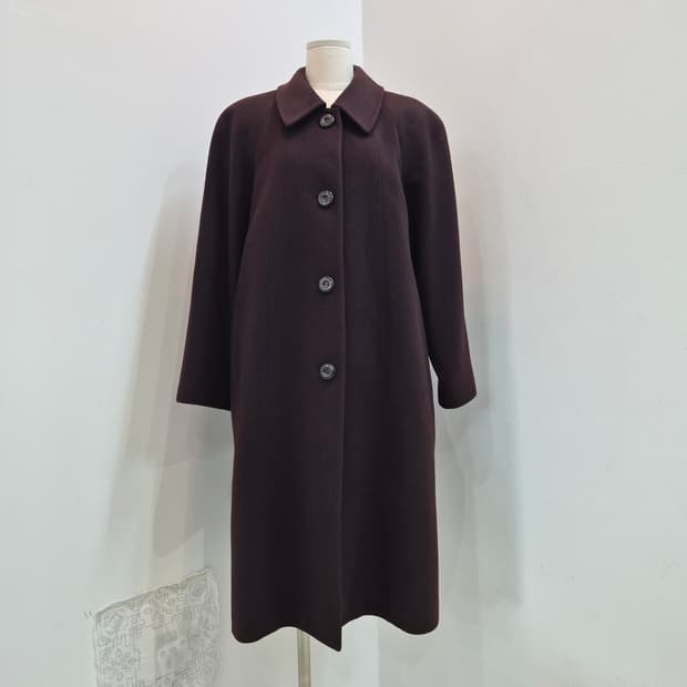 버건디 100% 캐시미어 여성 롱코트