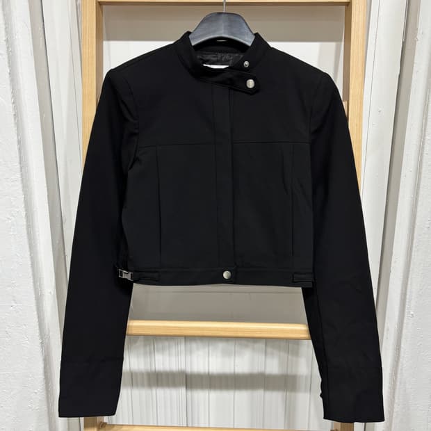 자라 스냅 버튼 미니멀 블루종 자켓