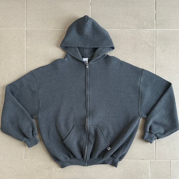 00s 빈티지 러셀 후드집업 다크그레이 XL