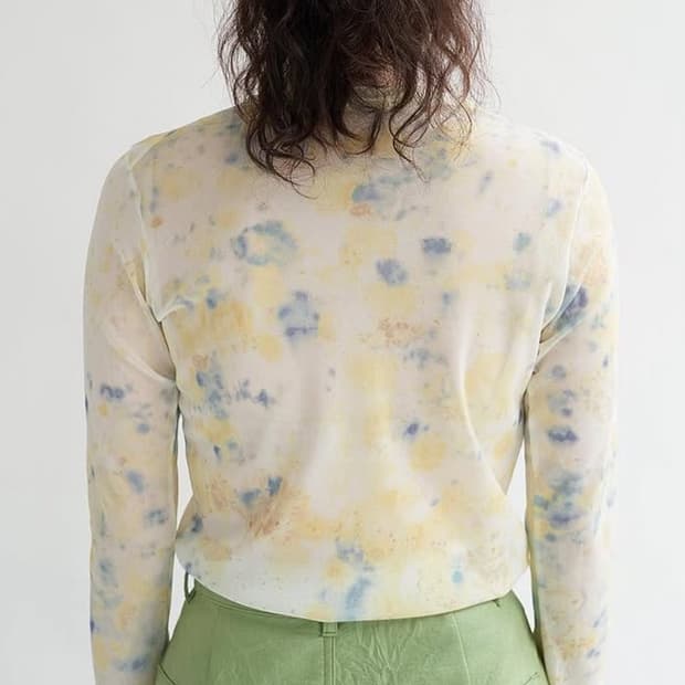 TEAK dyed mesh logn sleeve top