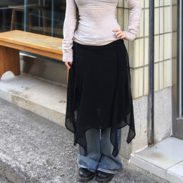 헤비브 랩스커트 블랙