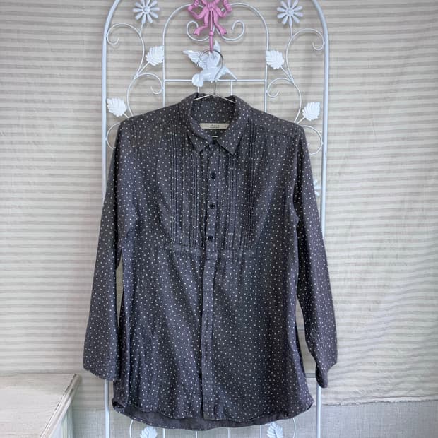 jpn vintage 차콜 도트 블라우스 y2k 스트릿 갸루 펑키 일본빈