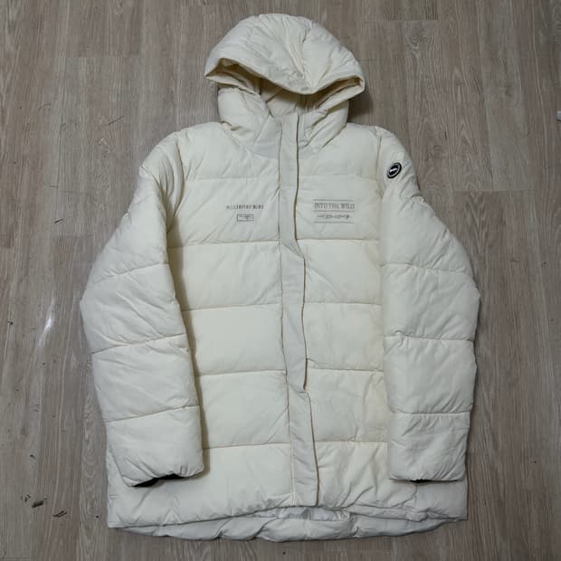 험머 남성 로고 화이트 후드 패딩 XL/105 