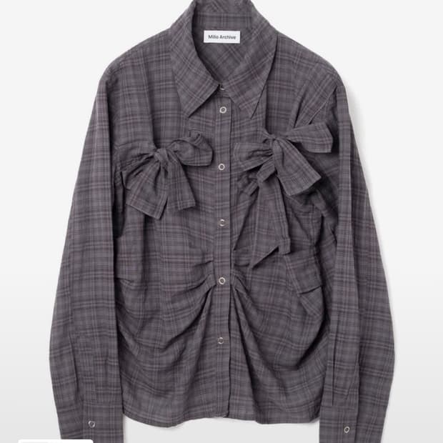 밀로우먼  리본 타이 셔츠 빈티지 퍼플