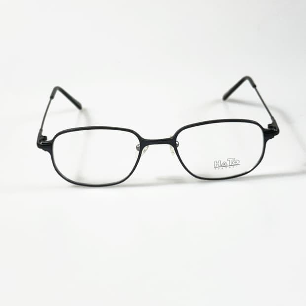 90s HATO 블랙 메탈 슬림 스퀘어 빈티지 안경