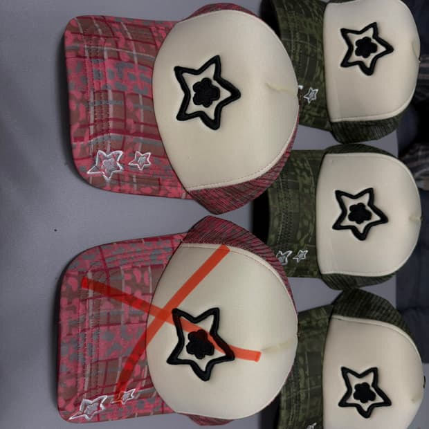 스타팀 레오파드 트러커캡 핑크, 그린