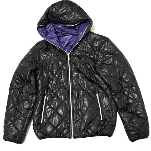 컨버스 유광패딩 경량패딩 리버시블 패딩 보라색 검정색