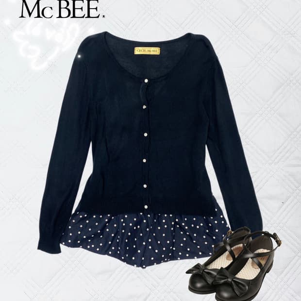 ꒰ঌ 세실맥비 네이비 로걀 가디건 ໒꒱