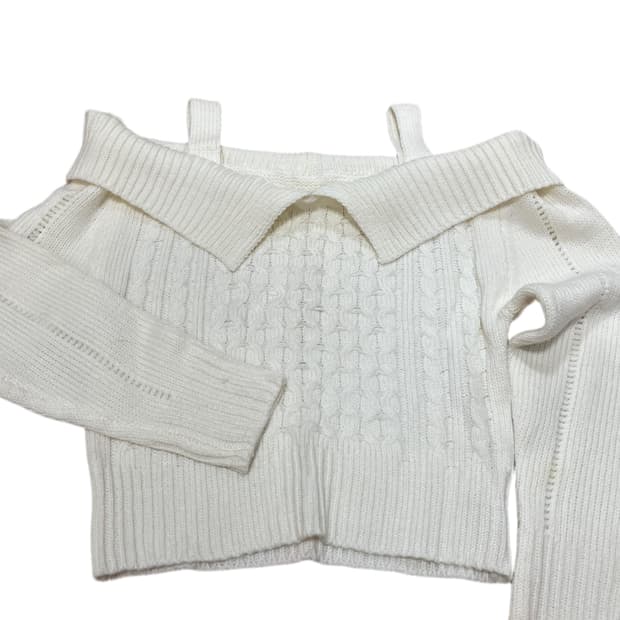 오프숄더 니트 아이보리 