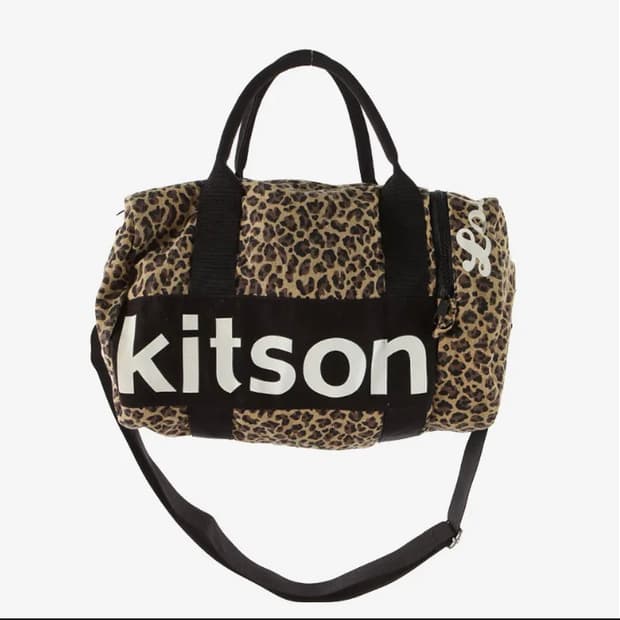 kitson 갸루 브라운 호피 빅로고 더플백 크로스백