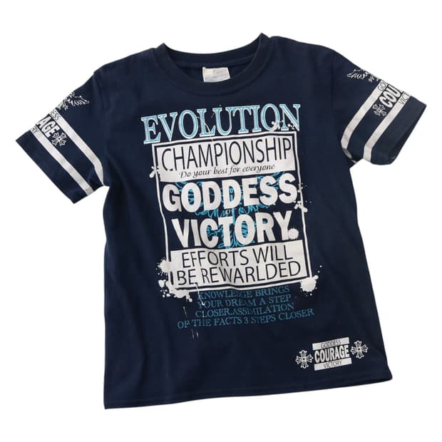 CISALPIN 시살핀 빈티지 그래픽 고딕 크로스 네이비 반팔 티셔츠