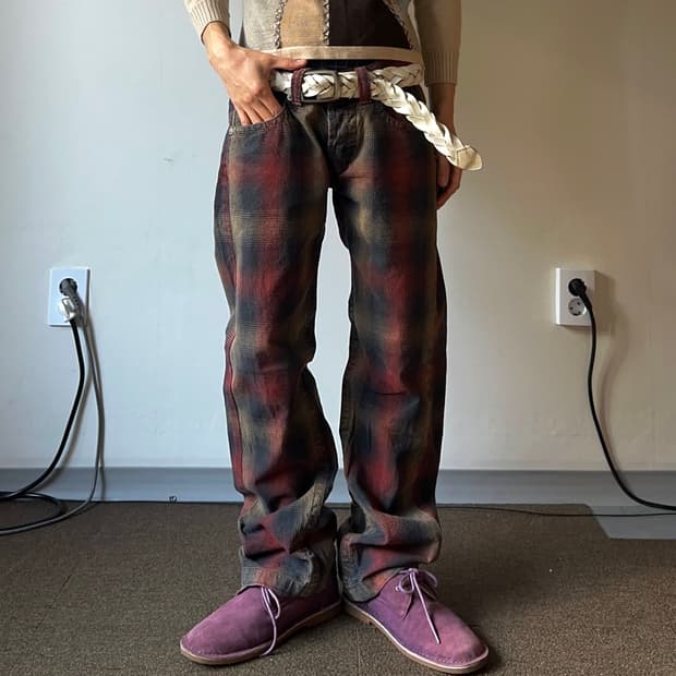 Guess Luxury Jeans 옴브레 체크 트라우저