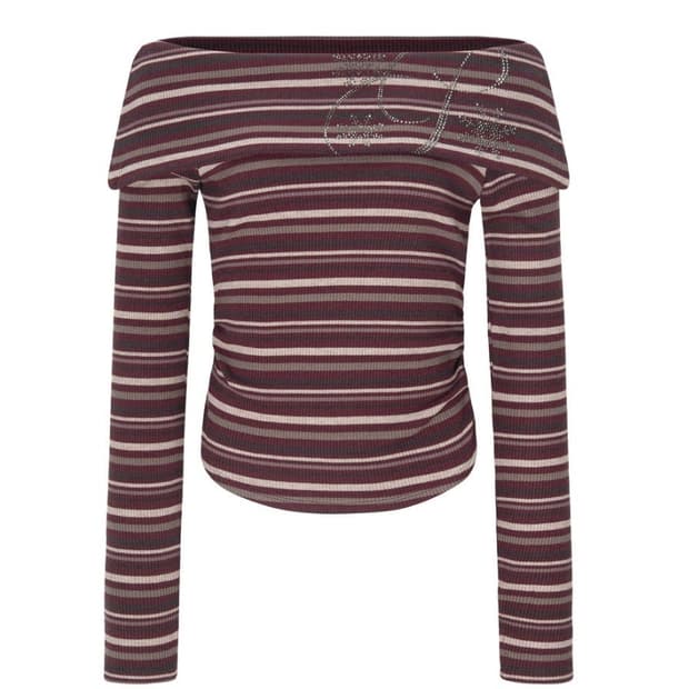 플리즈노팔로우 Zemma Crystal Off-Shoulder 버건디