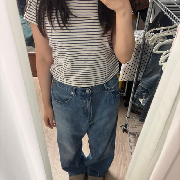 단가라 반팔 티셔츠