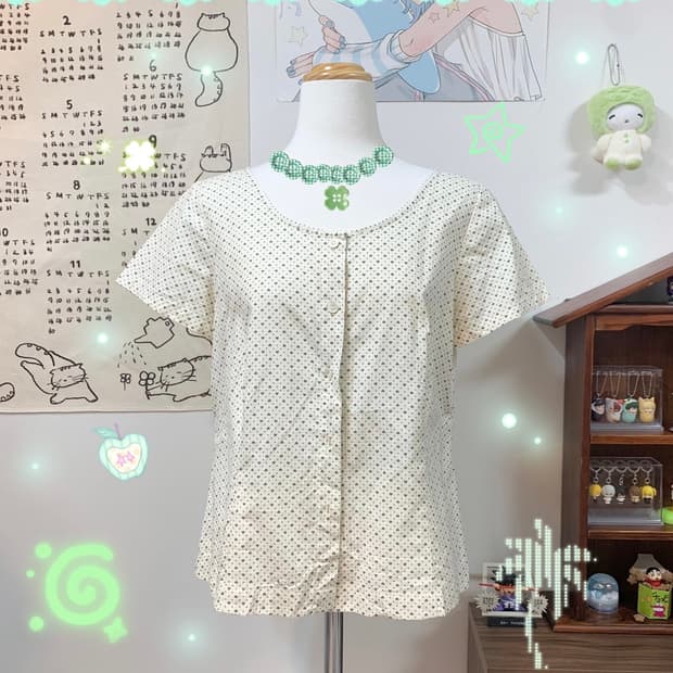 🍏 아오이유우 st 청사과 도트 하트 블라우스 🍏
