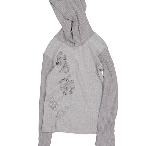 영마일웨어 0milewear flower knit slim hoodie