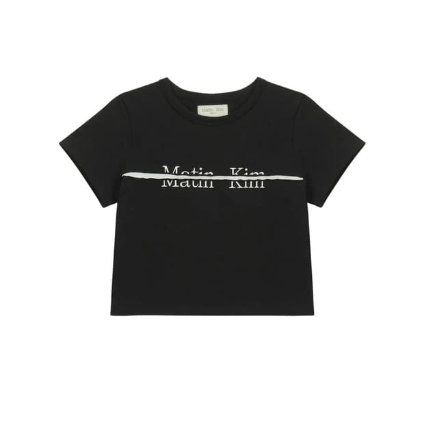 마땡킴 CUTTED LOGO CROP TOP IN BLACK