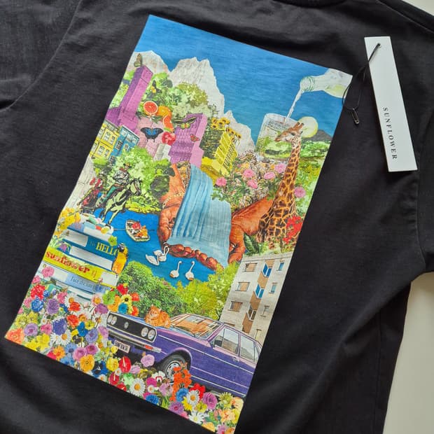 선플라워 헤비 콜라주 티셔츠