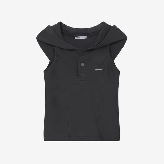 Line hoodie vest CHARCOAL