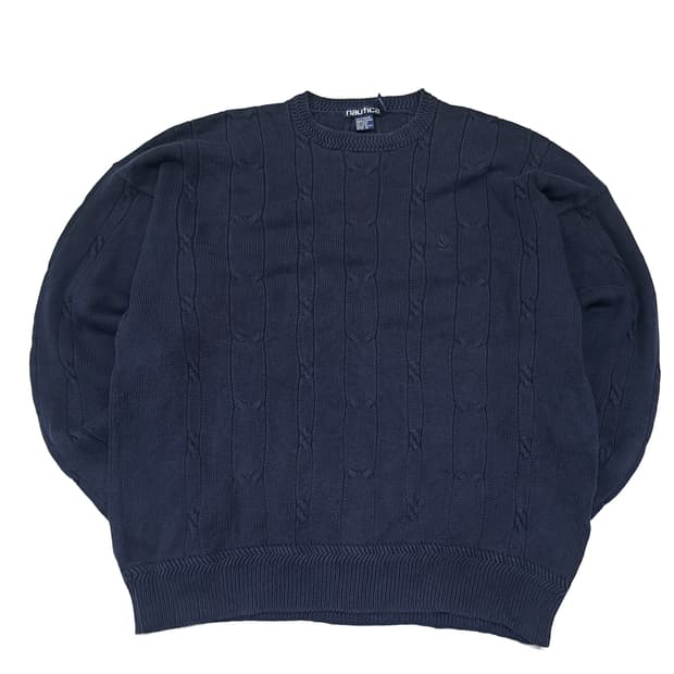 CL139 노티카 코튼 90s 케이블니트 네이비 스웨터